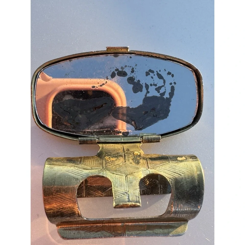 Vintage Lipstick Holder Victorian Theme Porcelain  Metal with Mirror